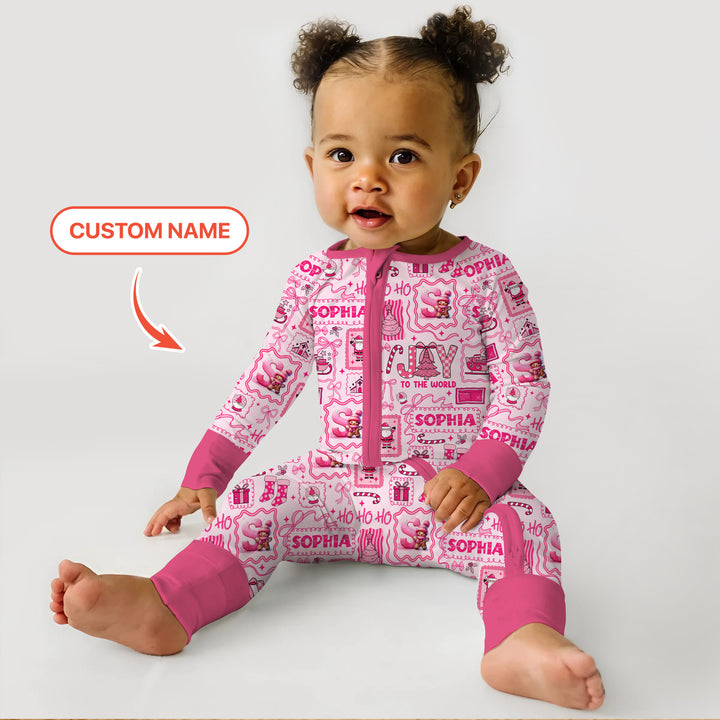 Custom Name Preppy Pink Christmas Convertible Zippy