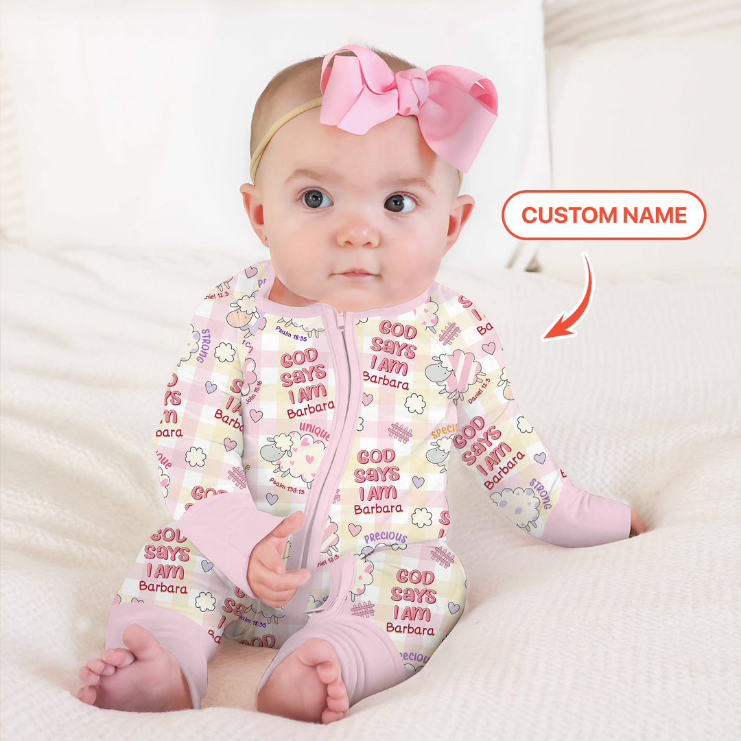Little Lamb God Says I Am Custom Name Convertible Zippy