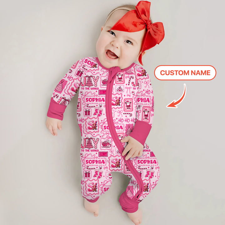 Custom Name Preppy Pink Christmas Convertible Zippy