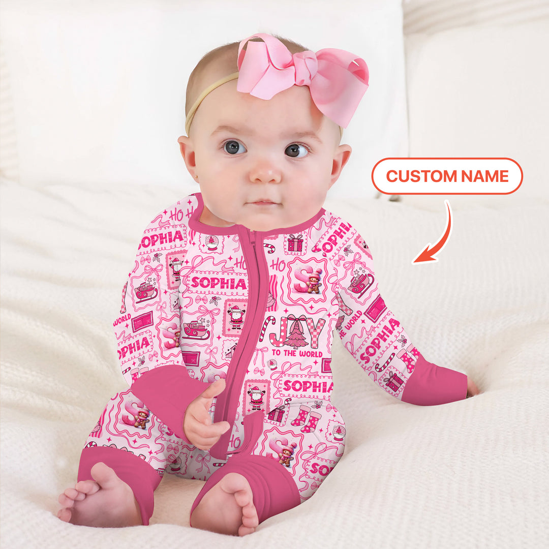 Custom Name Preppy Pink Christmas Convertible Zippy