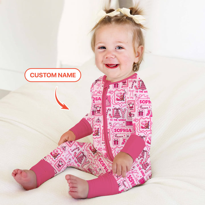 Custom Name Preppy Pink Christmas Convertible Zippy