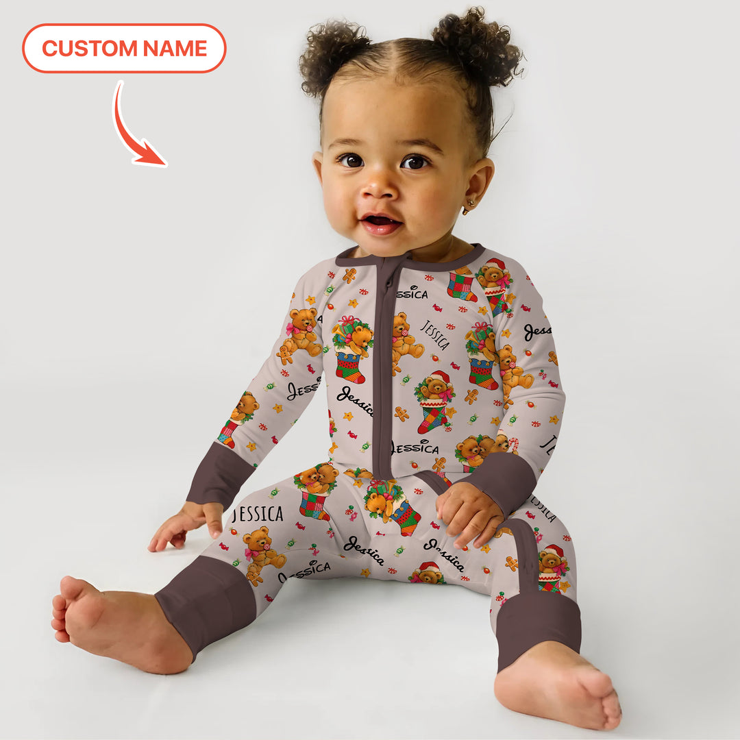 Teddy Bear Merry Christmas Custom Name Convertible Zippy