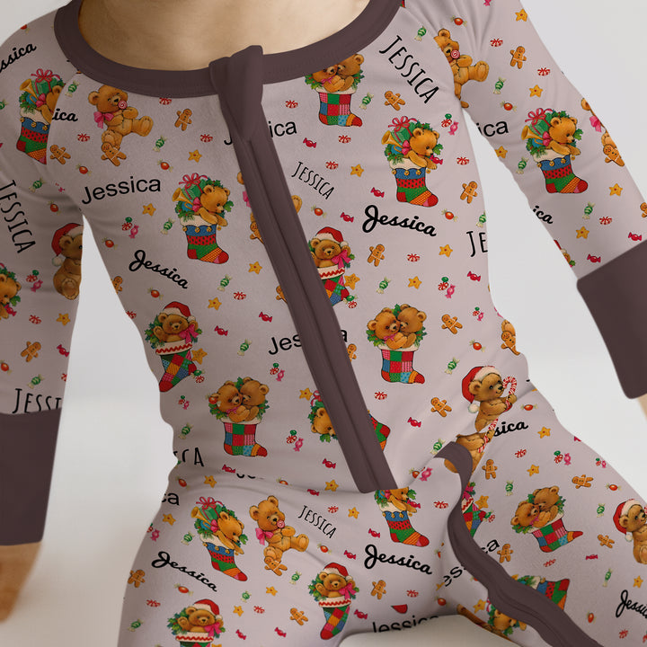 Teddy Bear Merry Christmas Custom Name Convertible Zippy