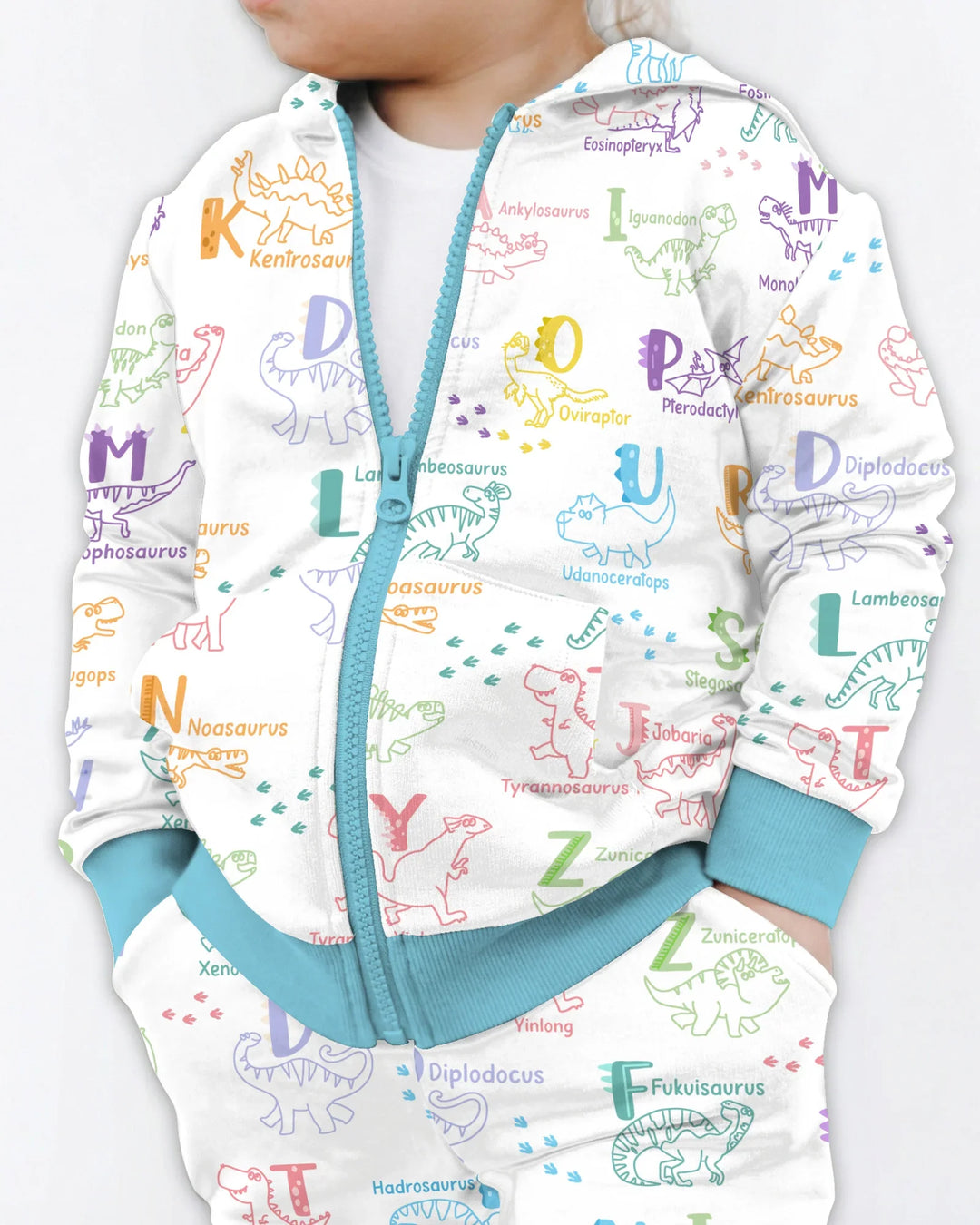 Dino Alphabet ABC Bamboo Zip Hoodie