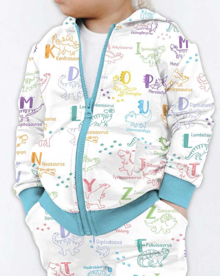 Dino Alphabet ABC Bamboo Zip Hoodie