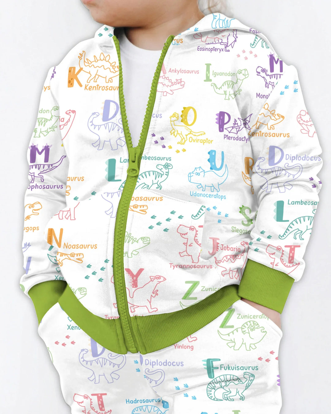 Dino Alphabet ABC Bamboo Zip Hoodie