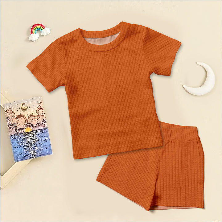 Orange Brown Ribbed Bamboo Baby Clothing – Warm and Cozy