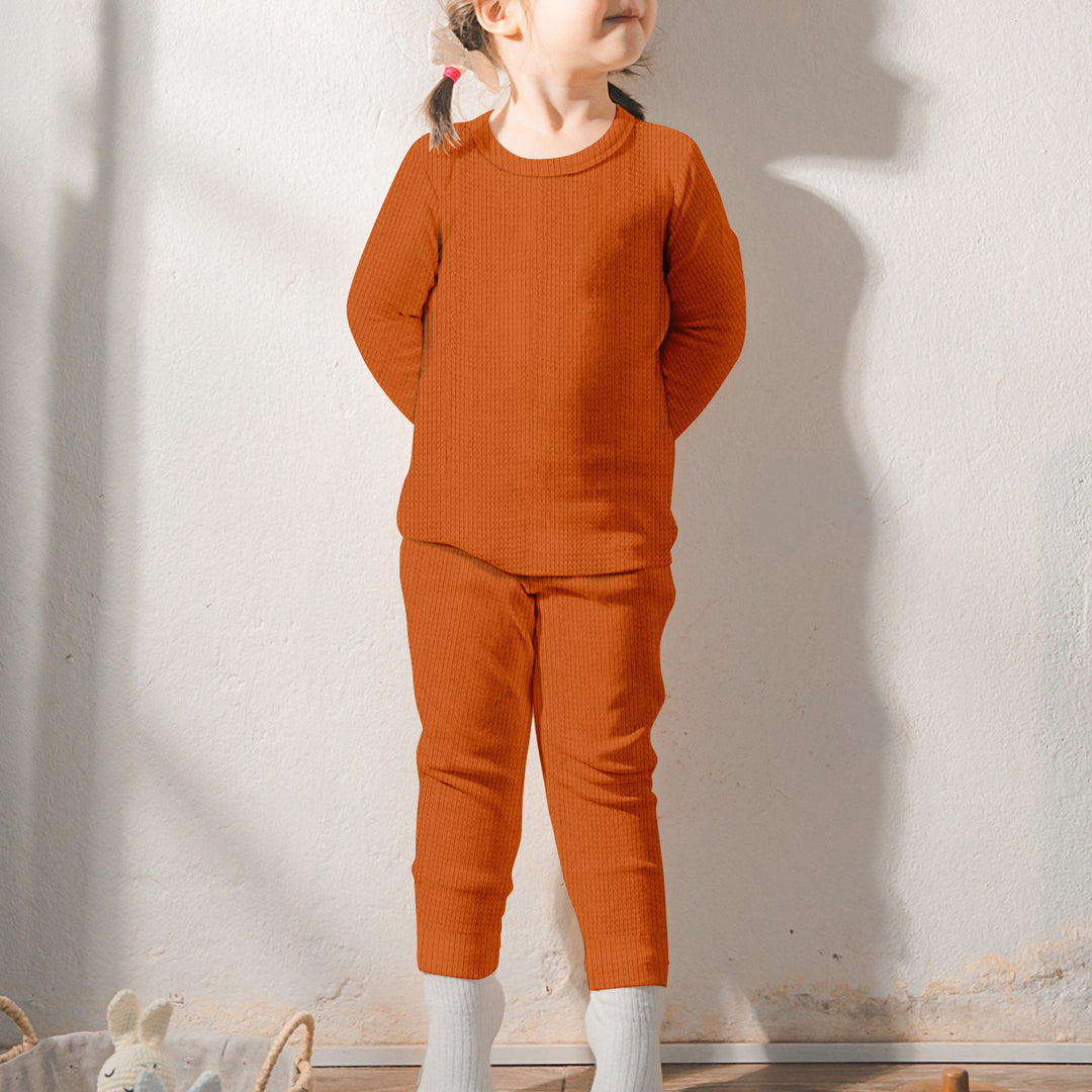 Orange Brown Ribbed Bamboo Baby Clothing – Warm and Cozy