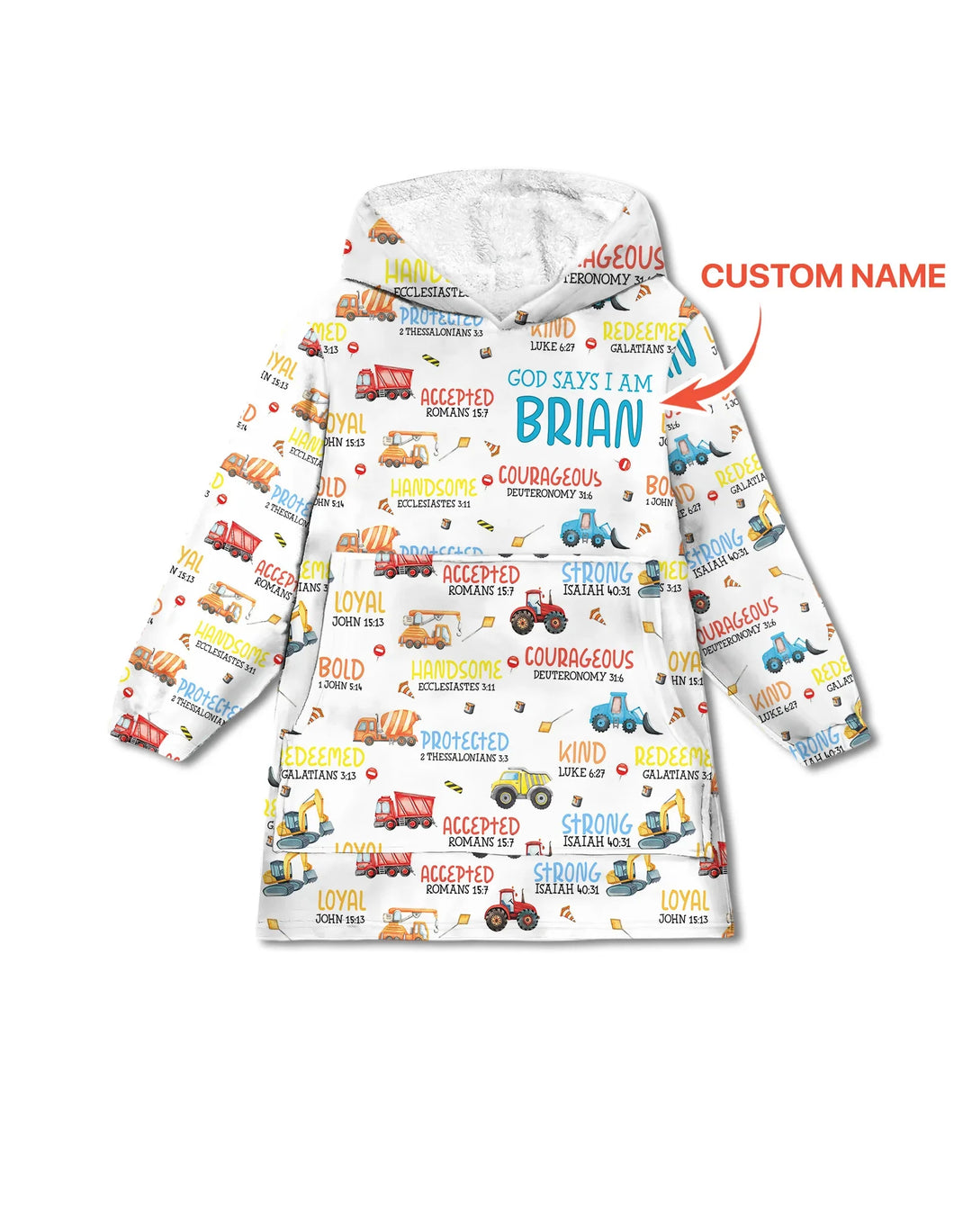 Personalized God Says I Am Little Builder Blanket Hoodie