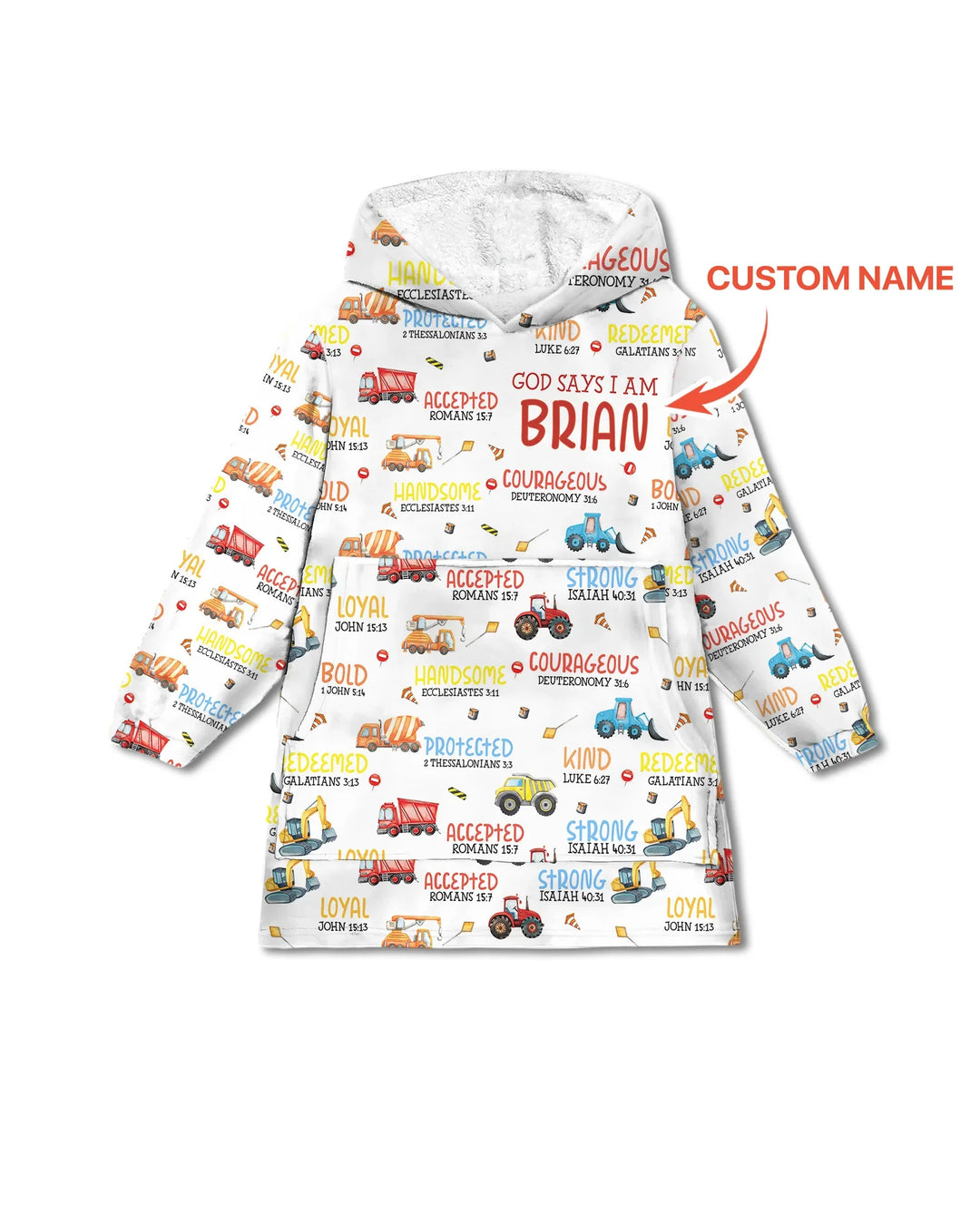 Personalized God Says I Am Little Builder Blanket Hoodie