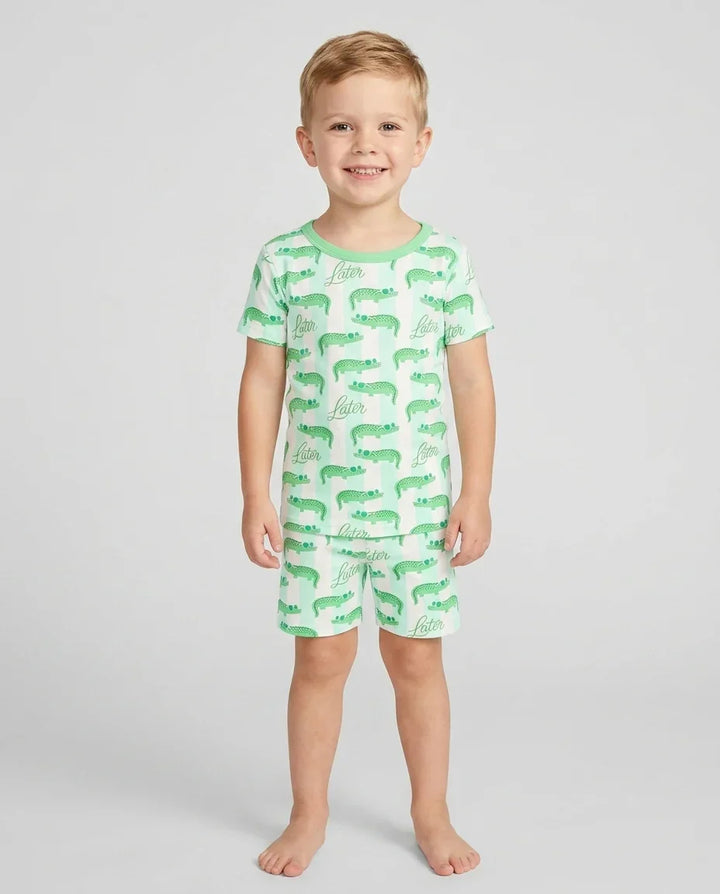 Pijama de dos piezas de manga corta y pantalón corto Later Gator de bambú