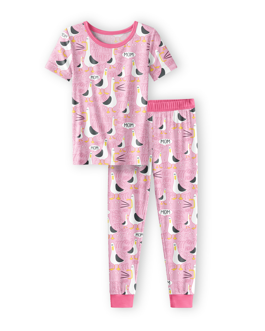 Funny Seagull MOM Two Piece Short Sleeve Pajama Set