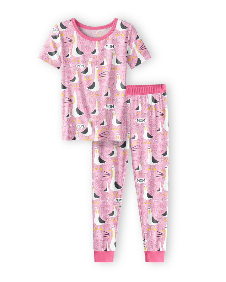 Funny Seagull MOM Two Piece Short Sleeve Pajama Set
