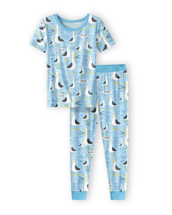 Funny Seagull MOM Two Piece Short Sleeve Pajama Set