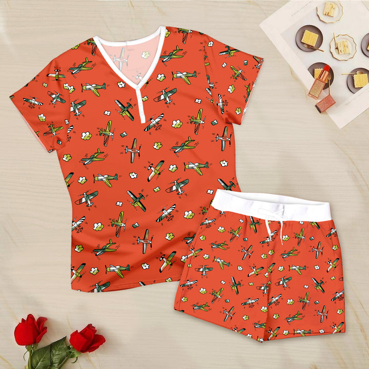 Bamboo Red Airplanes Outfit for Women – Stylish and Cozy