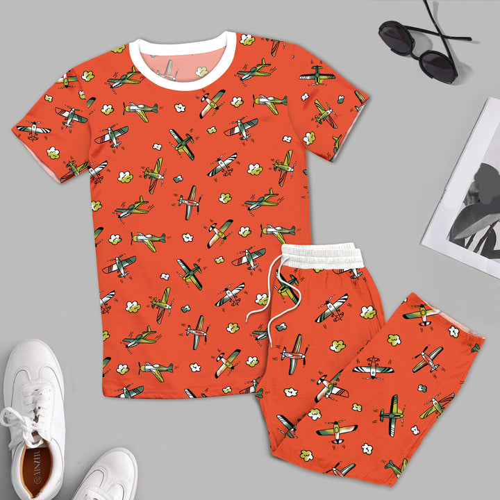 Bamboo Red Airplanes Outfit for Men – Bold and Relaxed