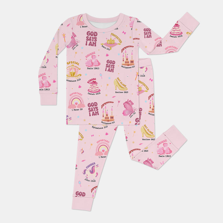 God Says I Am Girl Two Piece Long Sleeve Pajama Set