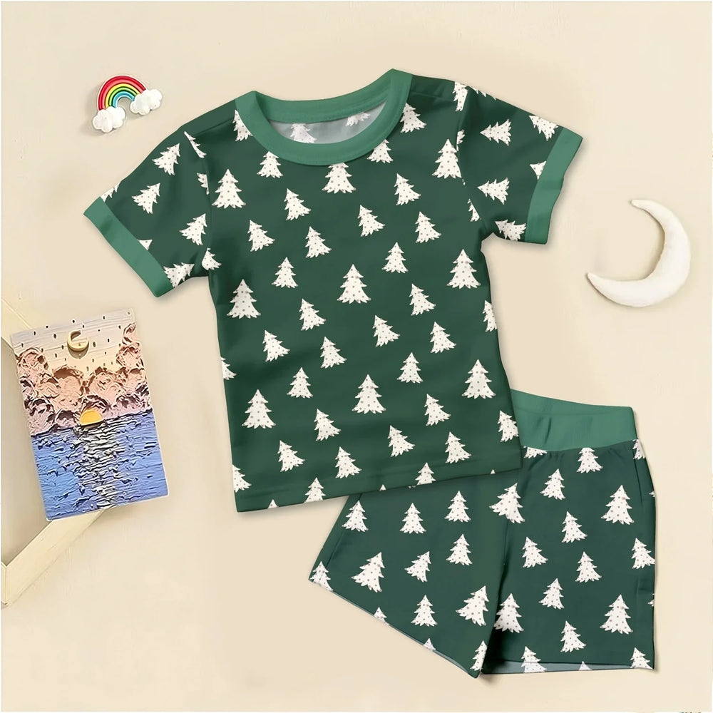 Bamboo Christmas Trees Pajama for Baby – Soft and Festive , Bamboo Christmas Trees Pajama for Baby – Soft and Festive - Short Pajama / 12-18M
