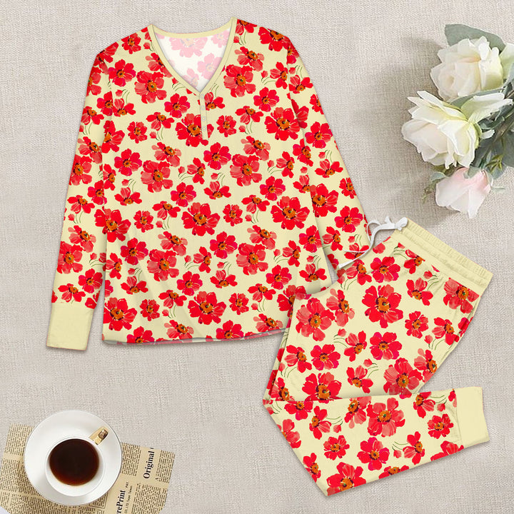 Bamboo Red Floral Outfit for Women – Elegant and Feminine