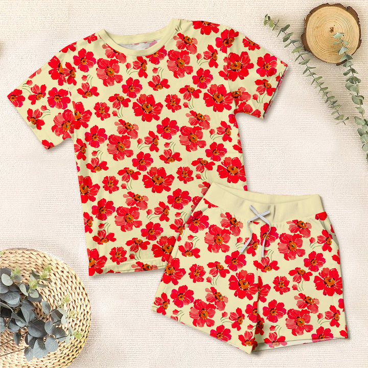 Bamboo Red Floral Outfit for Kids – Bright and Comfortable