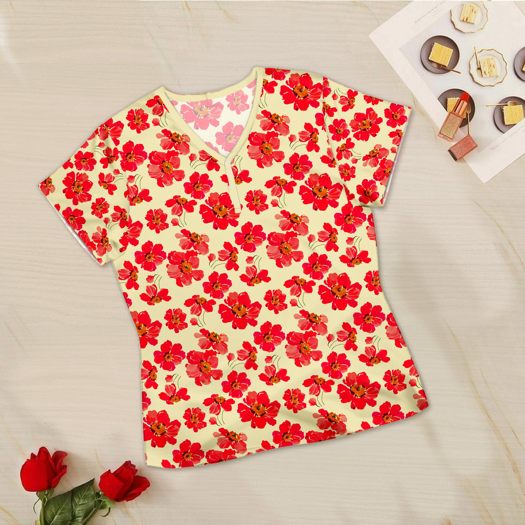 Bamboo Red Floral Outfit for Women – Elegant and Feminine