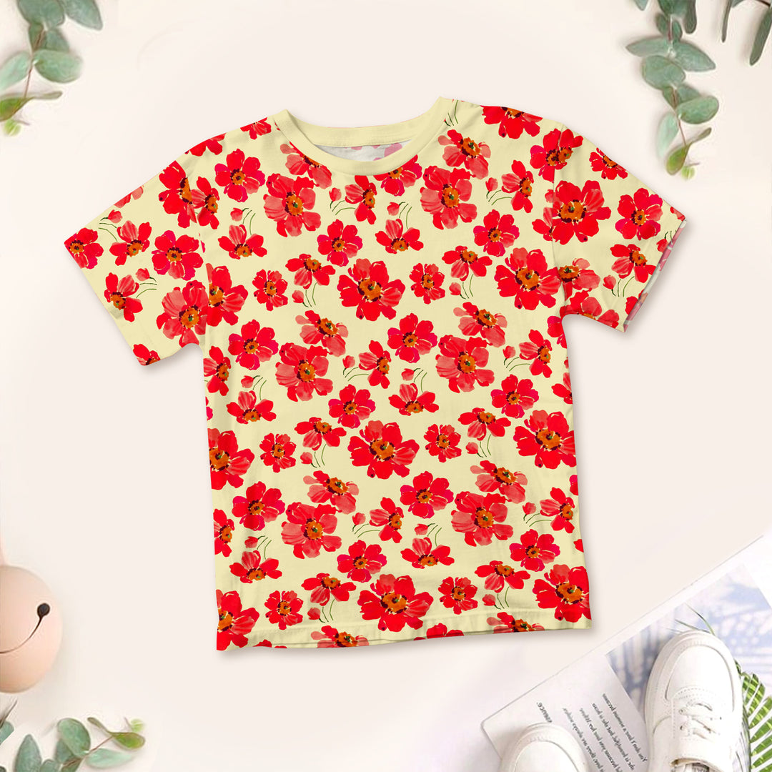 Bamboo Red Floral Outfit for Kids – Bright and Comfortable