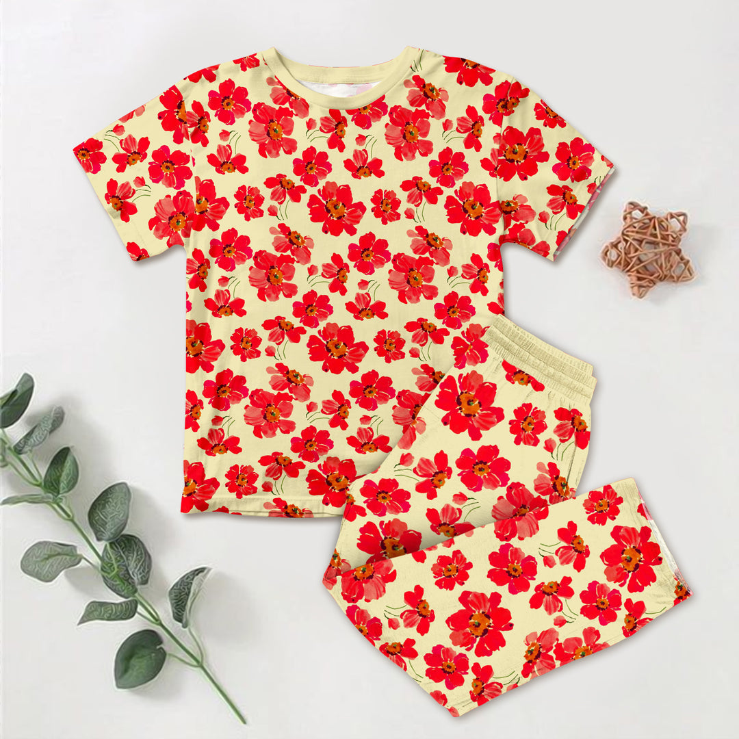 Bamboo Red Floral Outfit for Kids – Bright and Comfortable