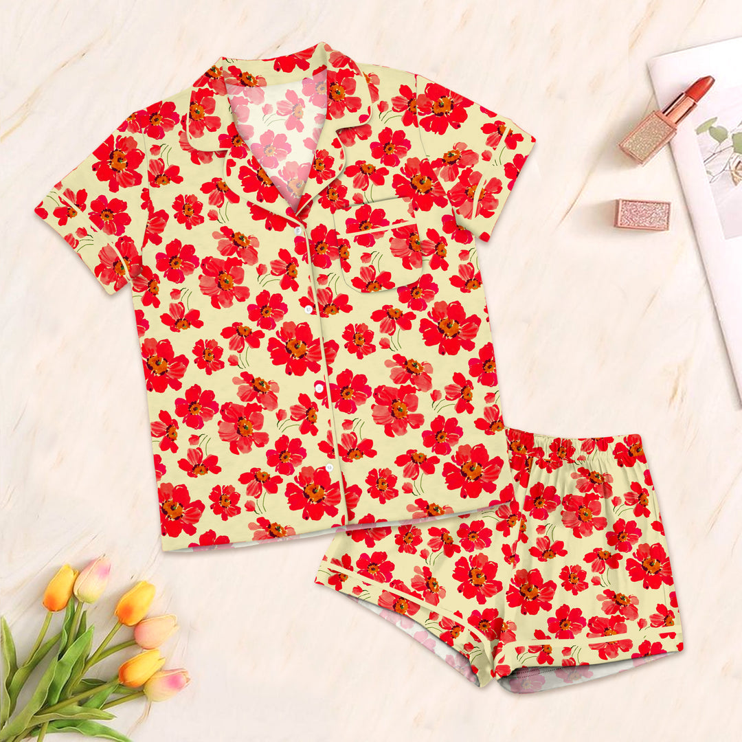 Bamboo Red Floral Outfit for Women – Elegant and Feminine