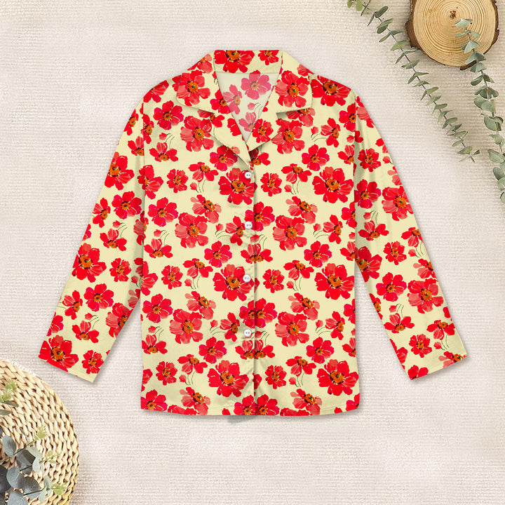 Bamboo Red Floral Outfit for Kids – Bright and Comfortable