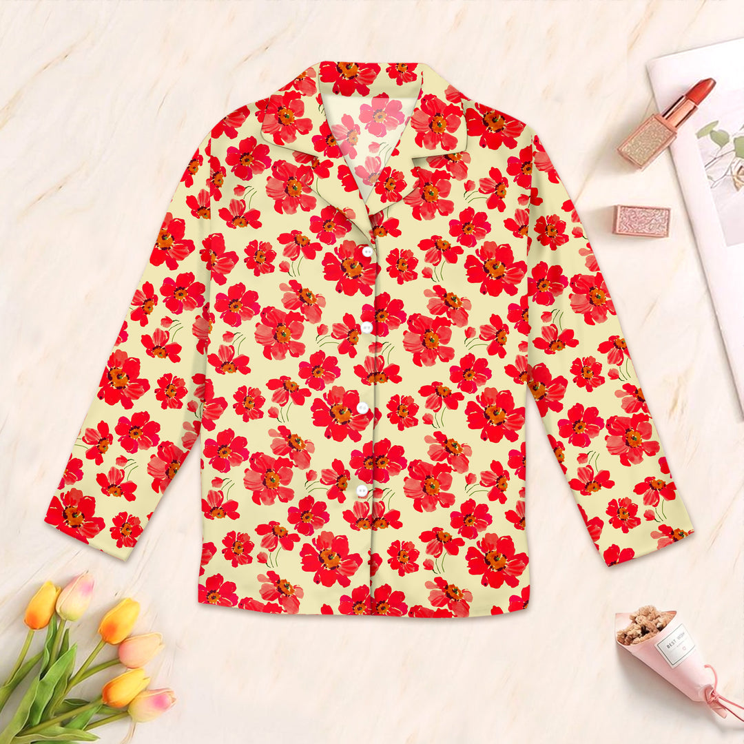 Bamboo Red Floral Outfit for Women – Elegant and Feminine