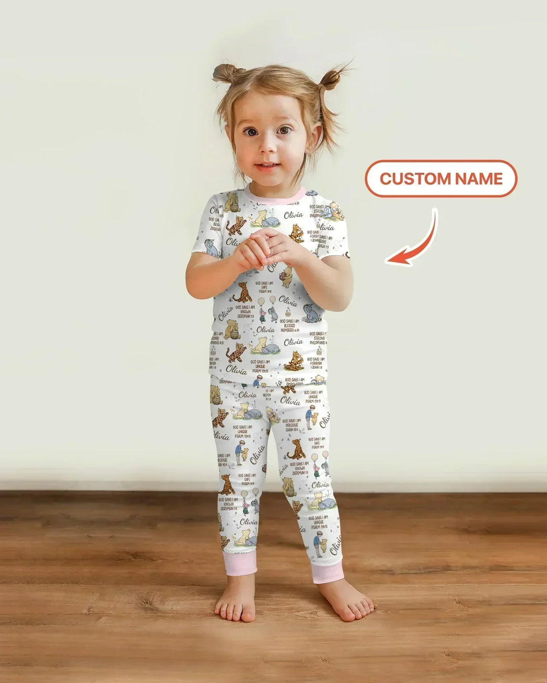 Custom Name God Says I Am Classic Bear Bamboo Two Piece Short Sleeve Pajama Set