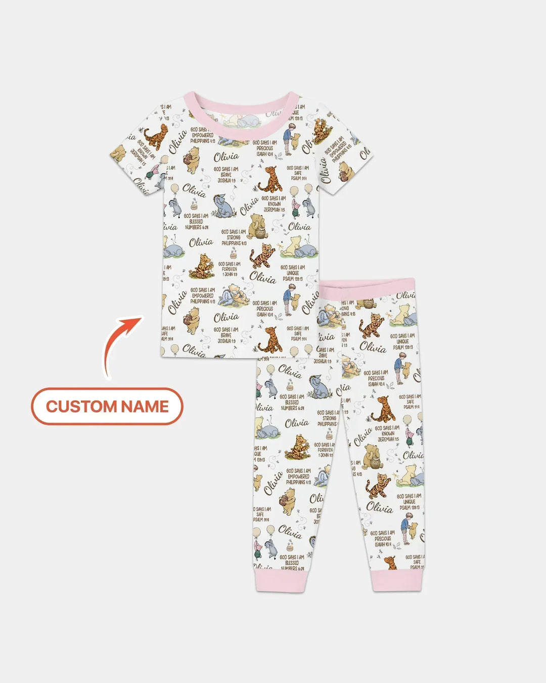 Custom Name God Says I Am Classic Bear Bamboo Two Piece Short Sleeve Pajama Set