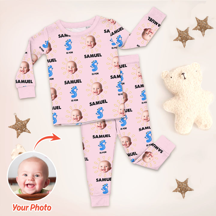 Alphabet Custom Face Baby Two Piece Long Sleeve Pajama Set