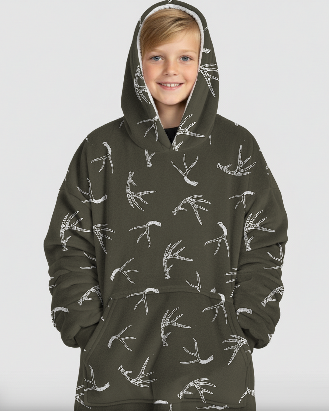 Antlers Minimalism Wearable Blanket Hoodie