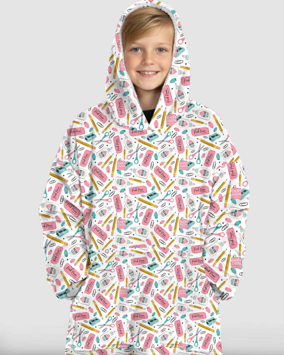 Pink Power School Supplies Bamboo Blanket Hoodie