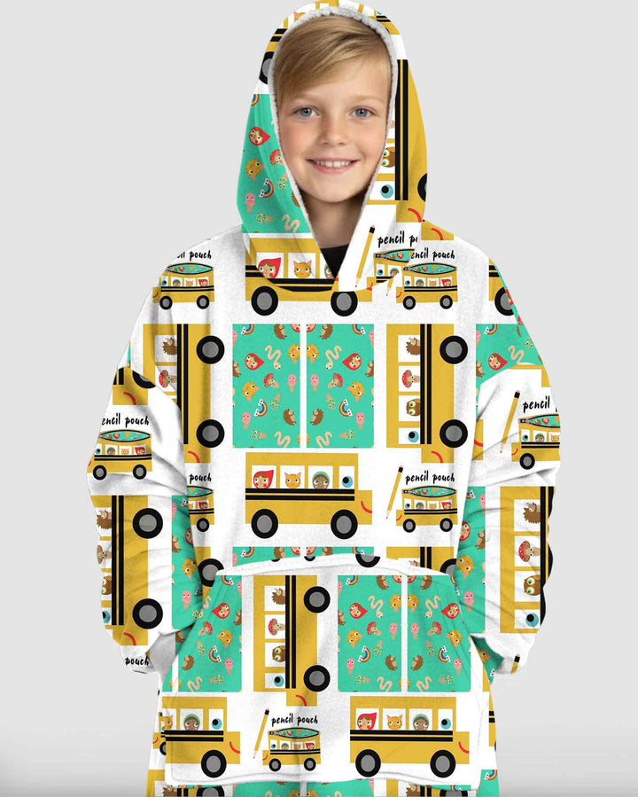School Bus Adventures Bamboo Blanket Hoodie