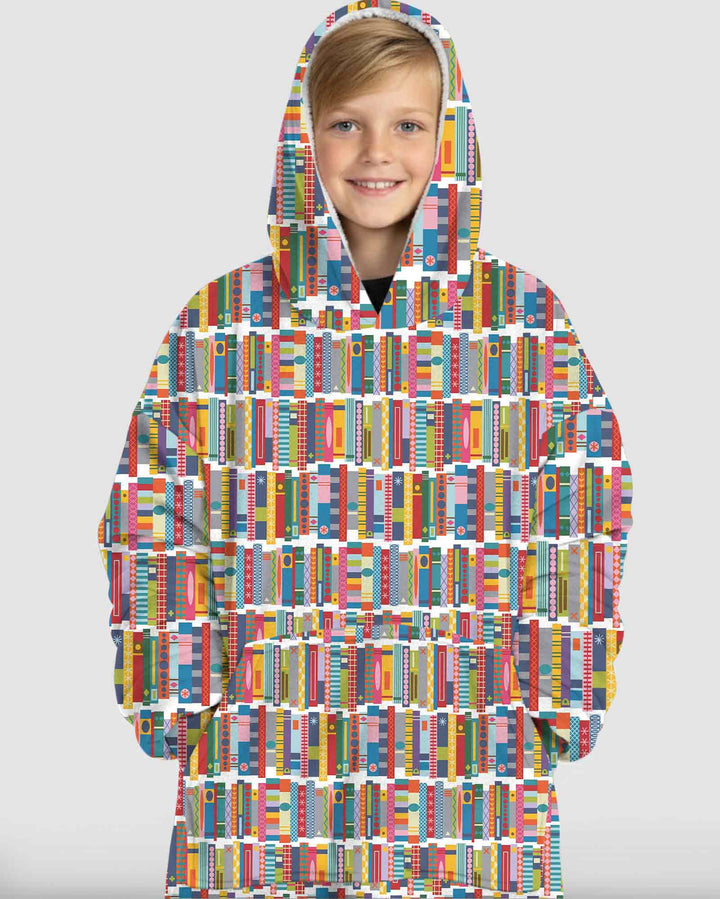 Rainbow Bookshelf Bamboo Blanket Hoodie