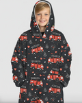 Valentine Fire Trucks Wearable Bamboo Blanket Hoodie