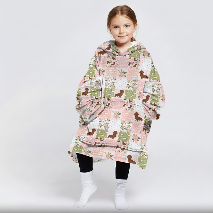 Floral Dachshund Grace Blanket Hoodie
