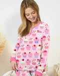 Conjunto de pijama de mujer de bambú con magdalenas emocionales de San Valentín