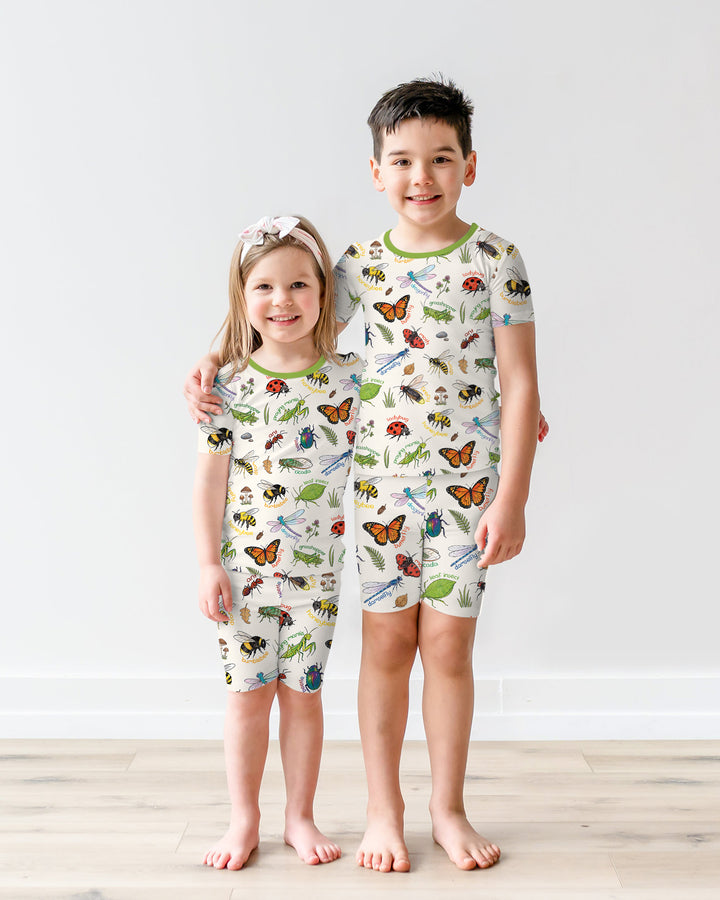 Bug Learning Bamboo Two Piece Short Sleeve Shorts Pajama Set