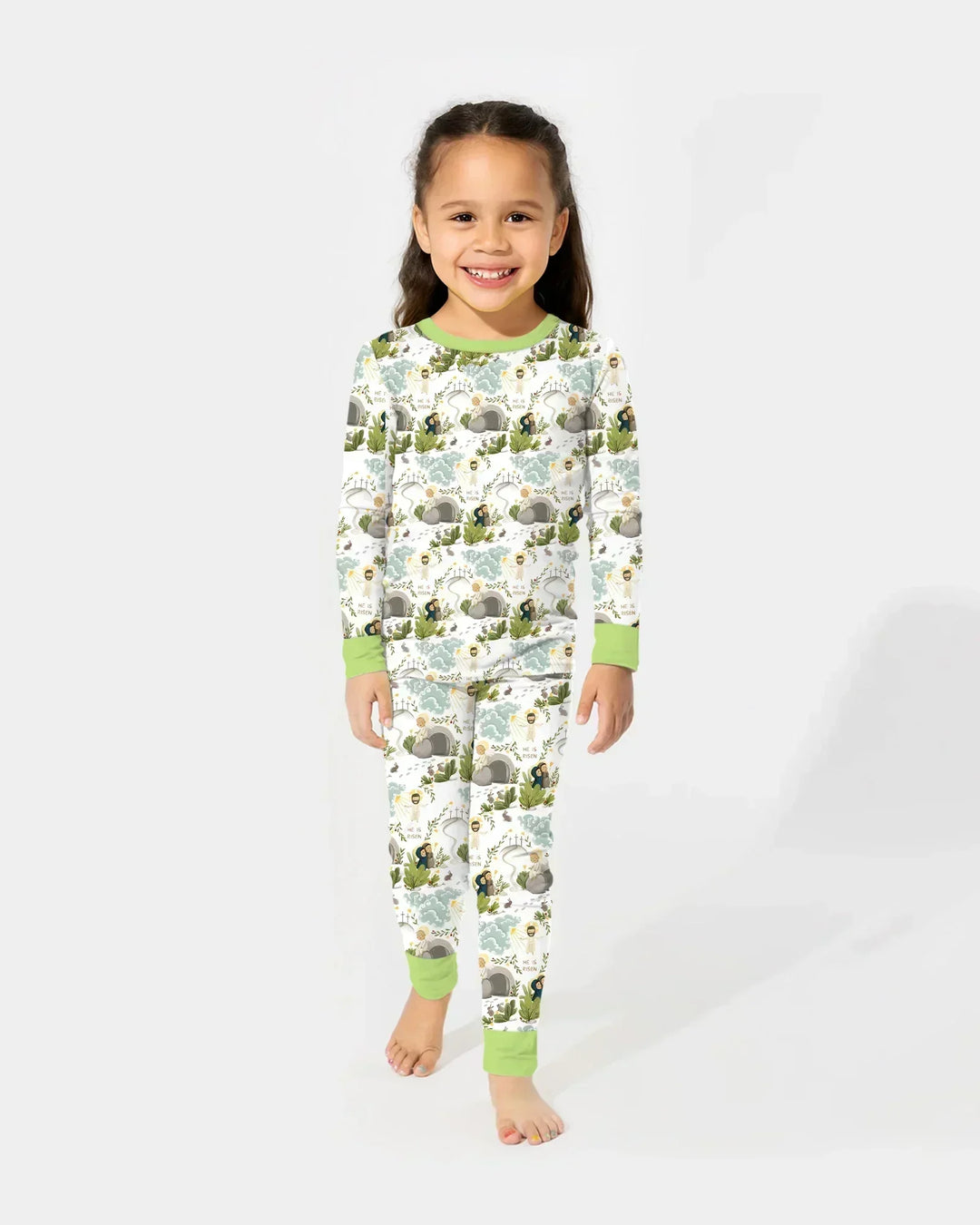 Matthew 28:1–8 He Is Risen Bamboo Two Piece Long Sleeve Pajama Set