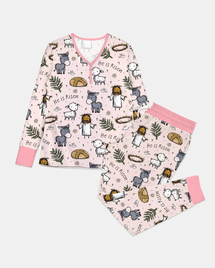 He Is Risen Easter Family Matching Women Pajama Set
