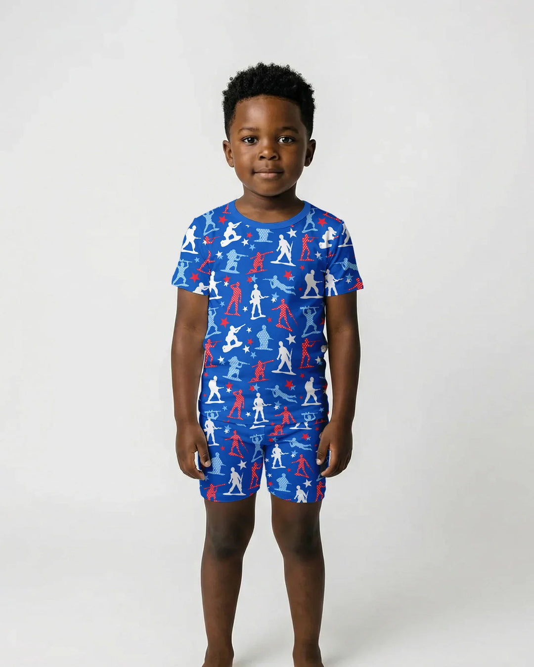 Army Toys 4th of July Bamboo Two Piece Short Sleeve Shorts Pajama Set