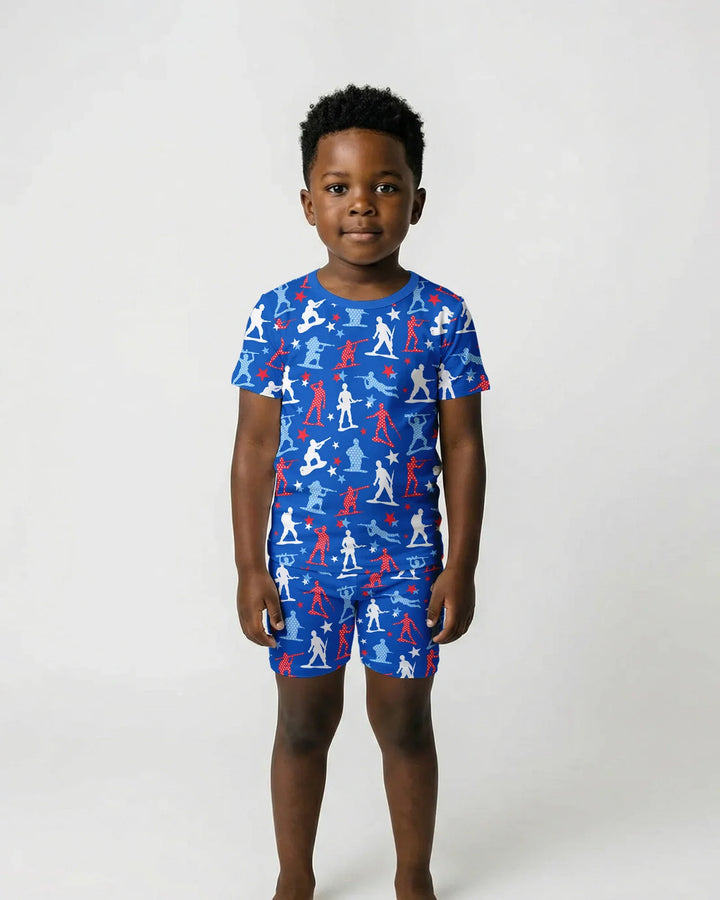 Army Toys 4th of July Bamboo Two Piece Short Sleeve Shorts Pajama Set