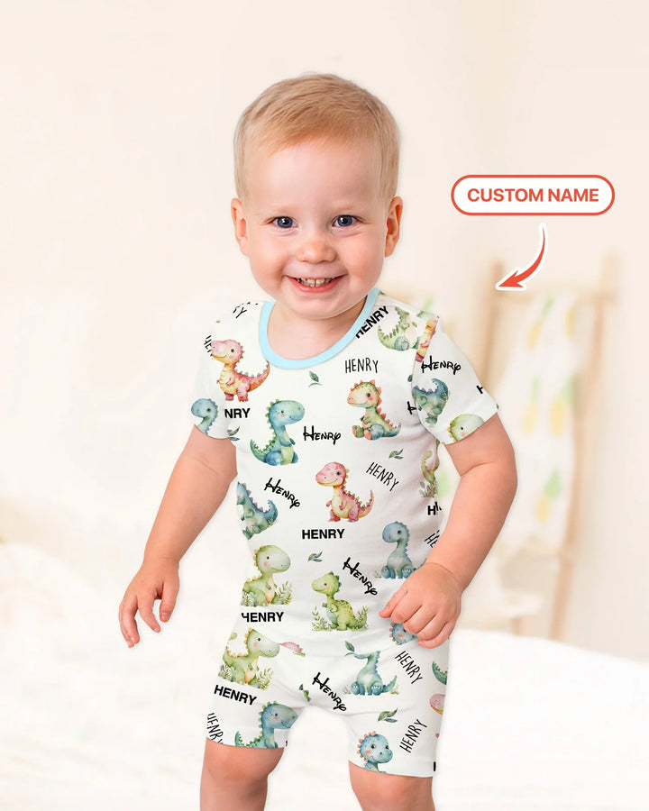 Zweiteiliges Pyjama-Set mit kurzen Ärmeln und Shorts im Sommer-Design