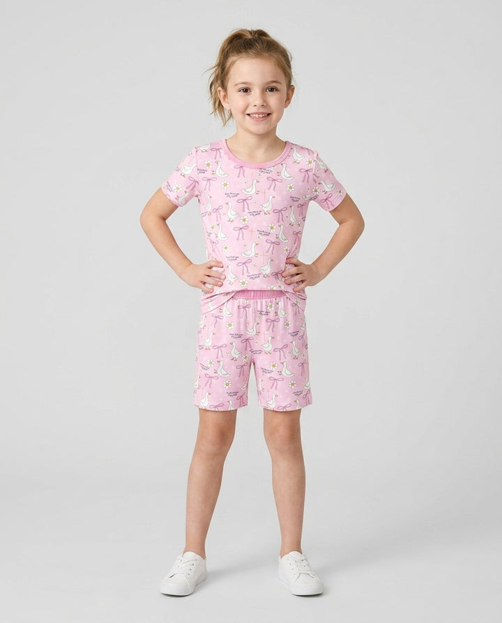 Conjunto de Pijama de Dos Piezas de Bambú con Mangas Cortas y Pantalones Cortos