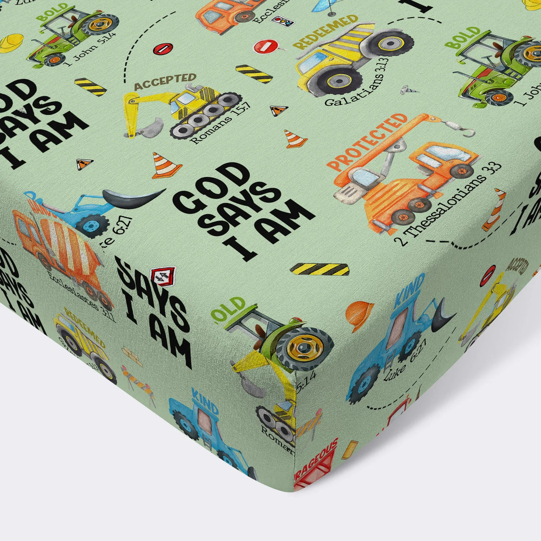 God Says I Am Fitted Crib Sheet