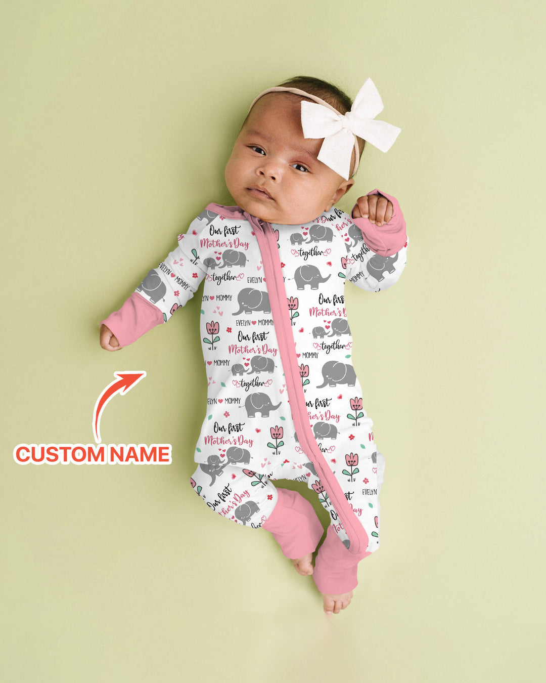Custom Name Elephant Our First Mother's Day Convertible Zippy