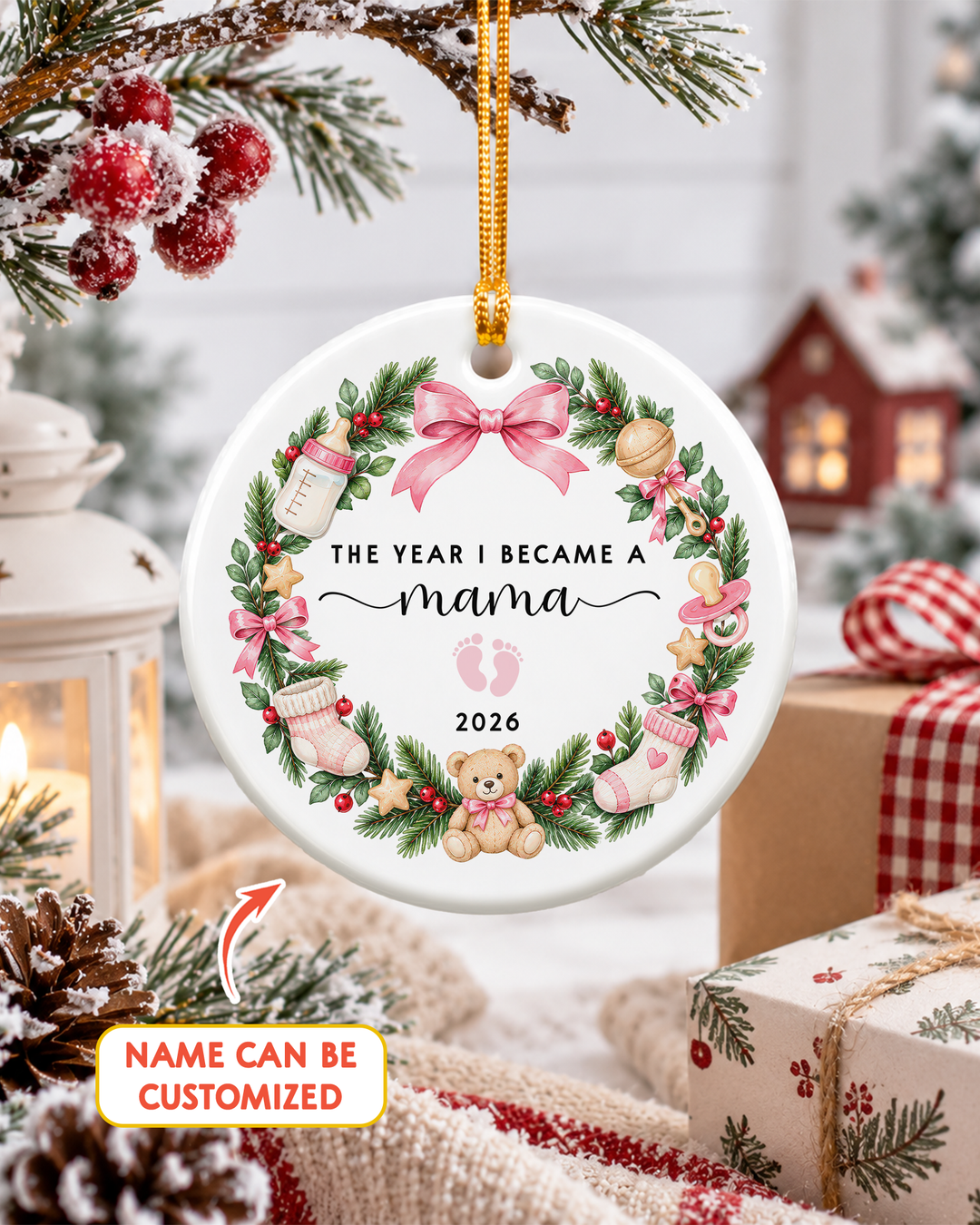 The Year I Became Mama Ceramic Ornament